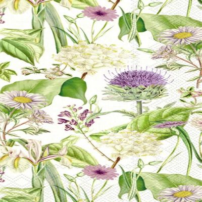 IHR Ideal Home Range - Paper Napkins WILDFLOWER cream 16-Count 3-Ply Guest Towel 8.5 x 4.5 inches