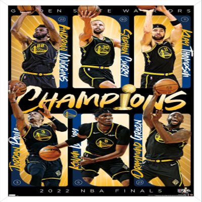 Trends International NBA Golden State Warriors - 2022 Commemorative Finals Champions Wall Poster, 34L x 22.4W, White Framed Version