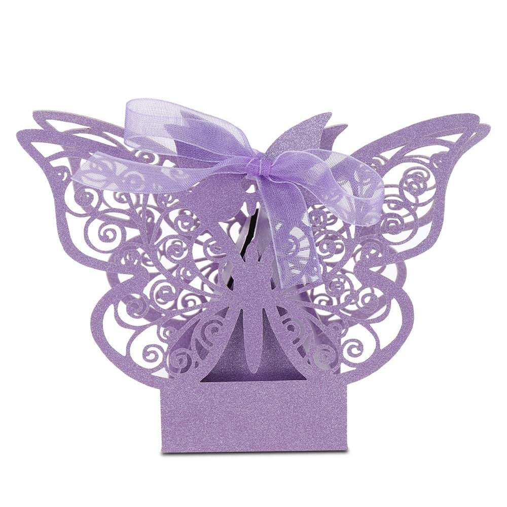 Marhynchus 100PCS Wedding Favor Sugar Chocolate Boxes European Pattern Paper Wedding Decoration for Wedding Birthday Party Decorations (Light)