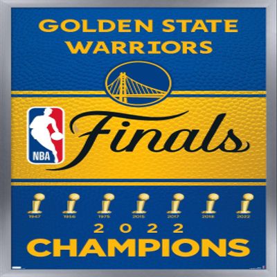 Trends International NBA Golden State Warriors - 2022 Commemorative Finals Team Logo Wall Poster, 22.4L x 14.7W, Silver Framed Version