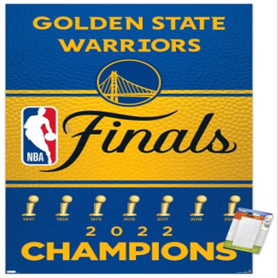 Trends International NBA Golden State Warriors - 2022 Commemorative Finals Team Logo Wall Poster, 22.4L x 14.7W, Premium Poster & Mount Bundle