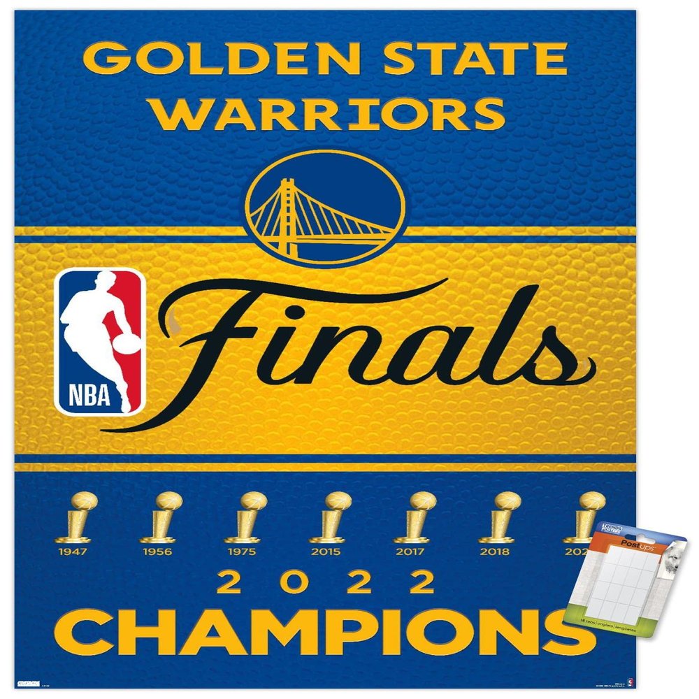 Trends International NBA Golden State Warriors - 2022 Commemorative Finals Team Logo Wall Poster, 22.4L x 14.7W, Premium Poster & Mount Bundle