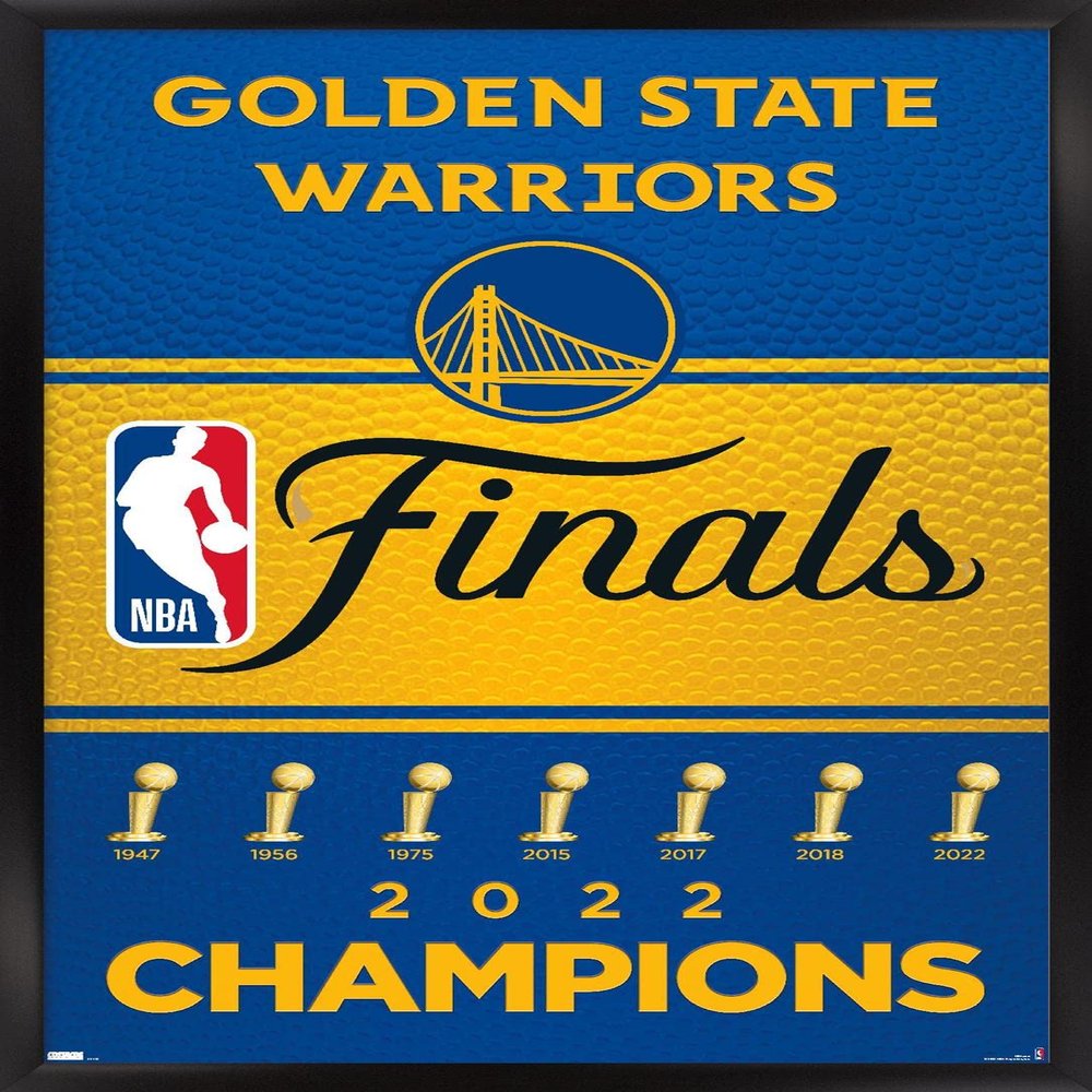 Trends International NBA Golden State Warriors - 2022 Commemorative Finals Team Logo Wall Poster, 22.4L x 14.7W, Black Framed Version