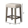 Best Master Furniture Cooper 24" Transitional Bar Height Stools, Backless Counter Seating with Upholstered Linen Fabric Cushion, Space-Saving Design, Set of 2, Antique Oak view 3