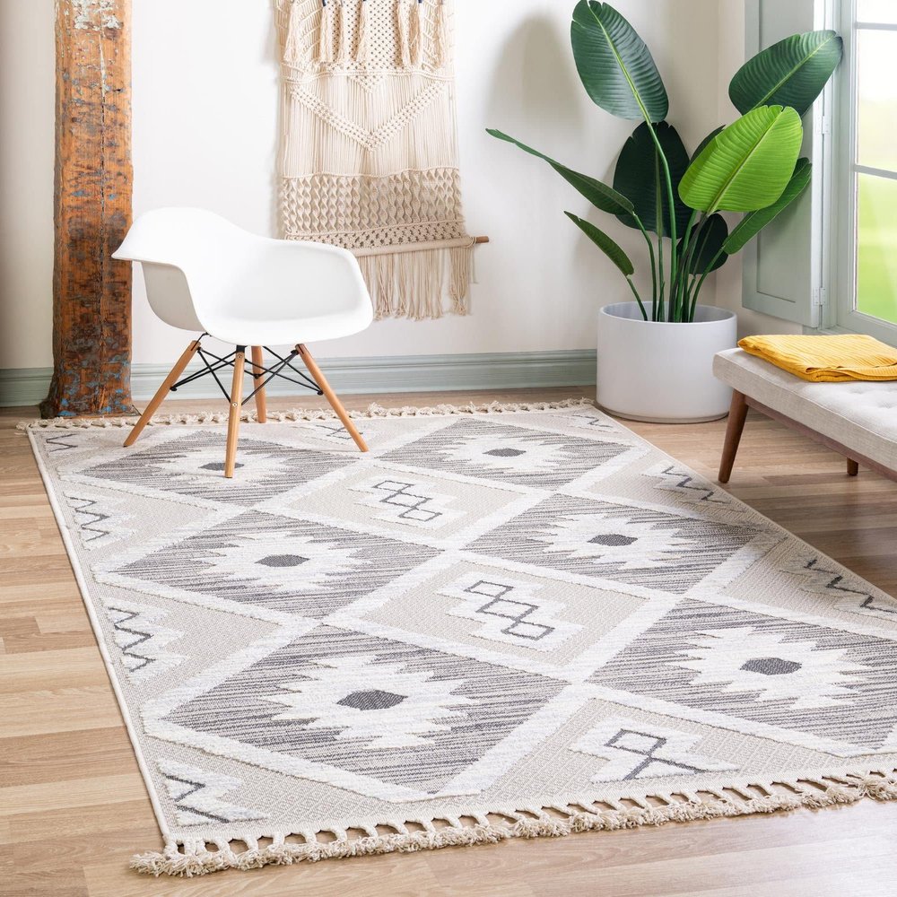 Unique Loom Arlo Collection Area Rug - Kai (Rectangular 6' 0" x 9' 0", Sandy Beige/Gray)