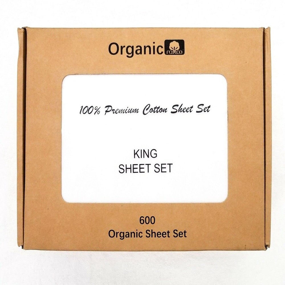 Empire Home 100% Organic Cotton Bed Sheet Set - Fitted + Flat + 2 Pillow Cases (Queen, White)