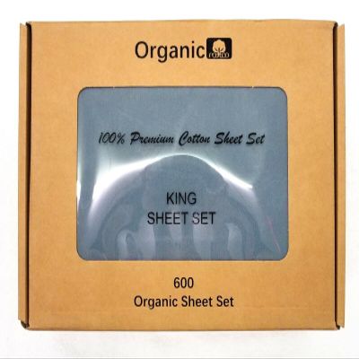 Empire Home 100% Organic Cotton Bed Sheet Set - Fitted + Flat + 2 Pillow Cases (Queen, Slate Blue)