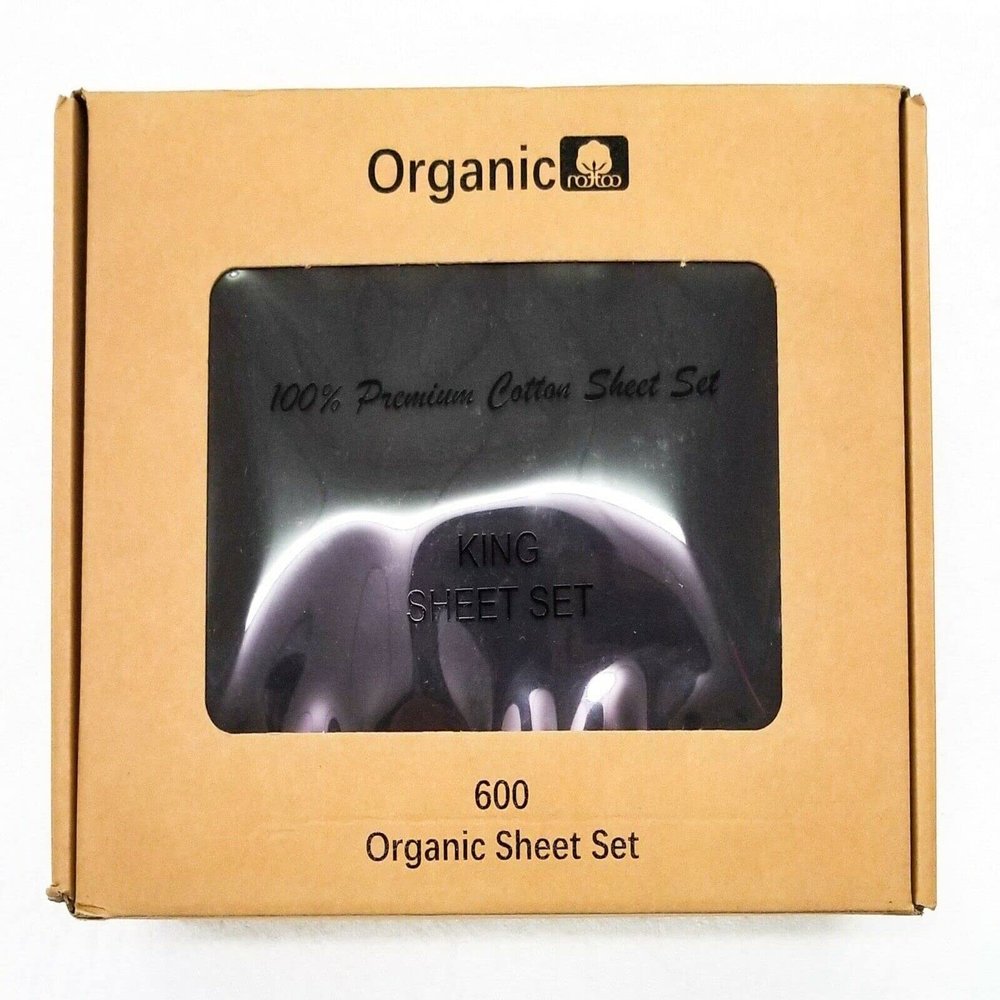 Empire Home 100% Organic Cotton Bed Sheet Set - Fitted + Flat + 2 Pillow Cases (Queen, Black)