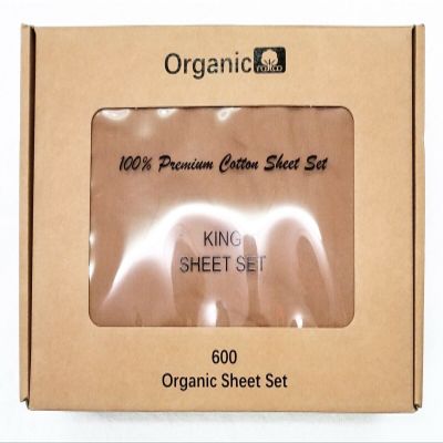 Empire Home 100% Organic Cotton Bed Sheet Set - Fitted + Flat + 2 Pillow Cases (Queen, Taupe)