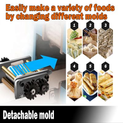 AIpoGN Dumpling Skin Maker Spring Roll Dough Roller Commercial Stainless Steel Wrapper Machine For Wonton Ravioli Pierogi Empanada Momo,110V,with 1 mold