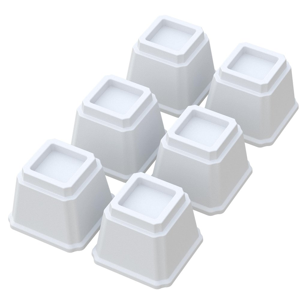 Whynonap Bed Risers 4 Inch Heavy Duty Bed Elevators, Set of 6 Lifts Up 3,000 lbs Furniture Riser for Sofa and Table, White