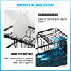 7 code Large Dish Drying Rack for Kitchen Counter, Detachable Large Capacity Dish Drainer Organizer, 2-Tier Dish Racks with Utensil Holder, Black view 4