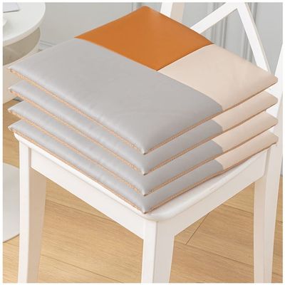 1/2/4 Packs Leather Chair Pads Square Chair Cushions Office Dining Room Seat Cushion with Machine Washable Cover, Durable Leather Soft Pad (Color : B-Light Grey, Size : 45 * 45cm*4 Packs)