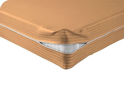 Kings Loft 100% Egyptian Cotton Mattress Cover, 1000 Thread Counts 8 Inch Deep Pocket Full Size, Stripe Sand Zipper Around The Mattress