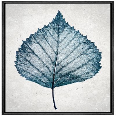 wall26 Framed Canvas Print Wall Art Watercolor Blue Forest Tree Leaf Nature Wilderness Digital Art Minimalism Decorative Farmhouse/Country Rustic for Living Room, Bedroom, Office - 16"x24" Black