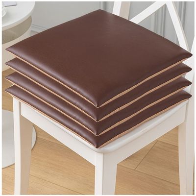 1/2/4 Packs Leather Chair Pads Square Chair Cushions Office Dining Room Seat Cushion with Machine Washable Cover, Durable Leather Soft Pad (Color : A-Dark Brown, Size : 45 * 45cm*4 Packs)