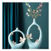 Ceramics Vases Set of 2, Unique Flower Vase for Home Decor, Modern Hollow Geometric Vase for Flower, Handmade Oval Vase for Pampas Grass Branches, Centrepieces Vases for Home Living Room view 1