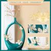 Ceramics Vases Set of 2, Unique Flower Vase for Home Decor, Modern Hollow Geometric Vase for Flower, Handmade Oval Vase for Pampas Grass Branches, Centrepieces Vases for Home Living Room view 3