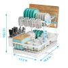7 code Large Dish Drying Rack, 2-Tier Dish Racks for Kitchen Counter, Detachable Large Capacity Dish Drainer Organizer with Utensil Holder, Dish Drying Rack with Drain Board, White view 3