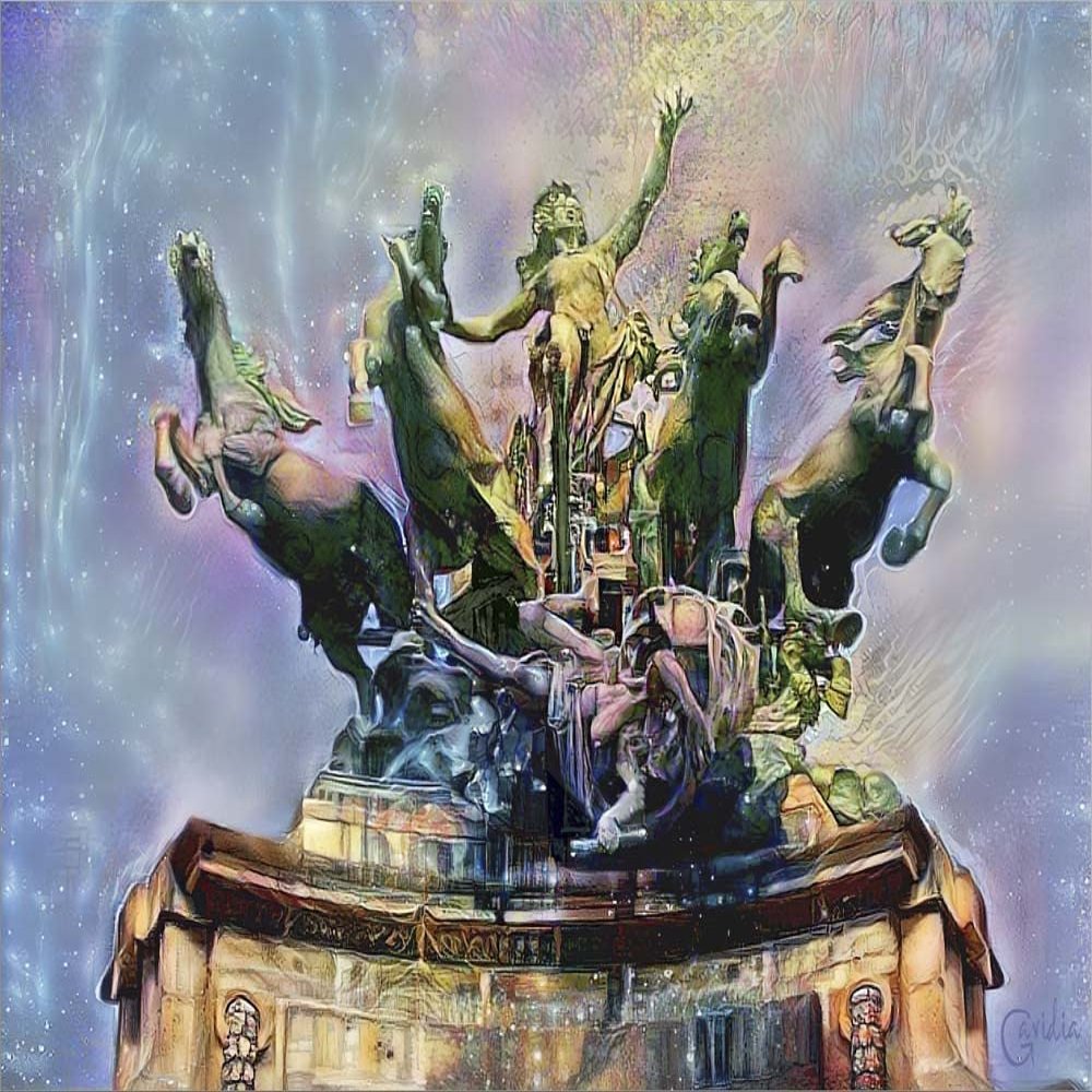 Paris France Quadriga at Grand Palais by Pedro Gavidia Laminated Art Print, 11 x 8 inches
