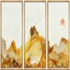 SIGNWIN Framed Canvas Print Wall Art Vibrant Golden Smoke Wave Bird Sky Landscape Abstract Shapes Illustrations Minimalism Decorative Relax/Calm for Living Room, Bedroom, Office - 16"x24"x3 Natural view 1