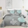 Anibedding Green Floral Pattern Quilt Set King Size - 3 Pieces Quilt Coverlet Elegant Boho Flower Bedspread with 2 Pillowcases Soft Lightweight Bedding Quilt Set for Adults (Green,104"x90") view 1