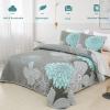 Anibedding Green Floral Pattern Quilt Set King Size - 3 Pieces Quilt Coverlet Elegant Boho Flower Bedspread with 2 Pillowcases Soft Lightweight Bedding Quilt Set for Adults (Green,104"x90") view 2