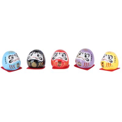 5Pcs Japanese Ceramics Statue Car Ornaments Home Decor Lucky Cute Ceramic Japanese Style Decor (Color)