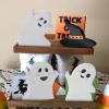 3pcs Halloween White Wooden Ghost Ornament Funny Halloween Tiered Tray Decorations Ghost Theme Halloween Wood Tabletop Decor for Home Kitchen Shelf (White) view 4