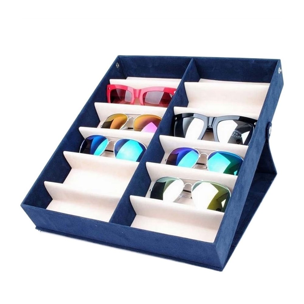 UNNS 12 Grid Sunglasses Display Stand Glasses Storage Box Sunglasses Storage Box/Rack Glasses Storage Display Rack (Color : Blue)