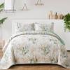 Anibedding Floral Quilt Queen Size,Green Botanical Queen Quilt 3 Pieces,Reversible Soft Bedspread Queen Size for All-Season(96"x90") view 1