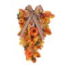 Fall Swag Thanksgiving Wreaths for Front Door, 19.7 Inch Fall Maple Swag, Autumn Sunflower Swag Front Door Swag with Fall Daisy Flower Ribbon, Harvest Swag for Autumn Decor, Without Lights view 1