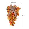 Fall Swag Thanksgiving Wreaths for Front Door, 19.7 Inch Fall Maple Swag, Autumn Sunflower Swag Front Door Swag with Fall Daisy Flower Ribbon, Harvest Swag for Autumn Decor, Without Lights view 4
