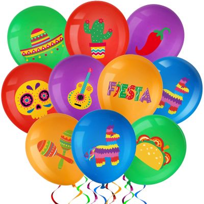 45 Pcs Fiesta Balloons Mexican Cinco De Mayo Balloons Taco Party Decoration for Fiesta Party Mexican Decorations Wedding, Birthday Favor Supplies
