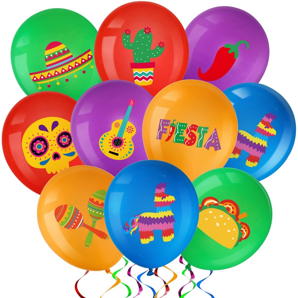 45 Pcs Fiesta Balloons Mexican Cinco De Mayo Balloons Taco Party Decoration for Fiesta Party Mexican Decorations Wedding, Birthday Favor Supplies