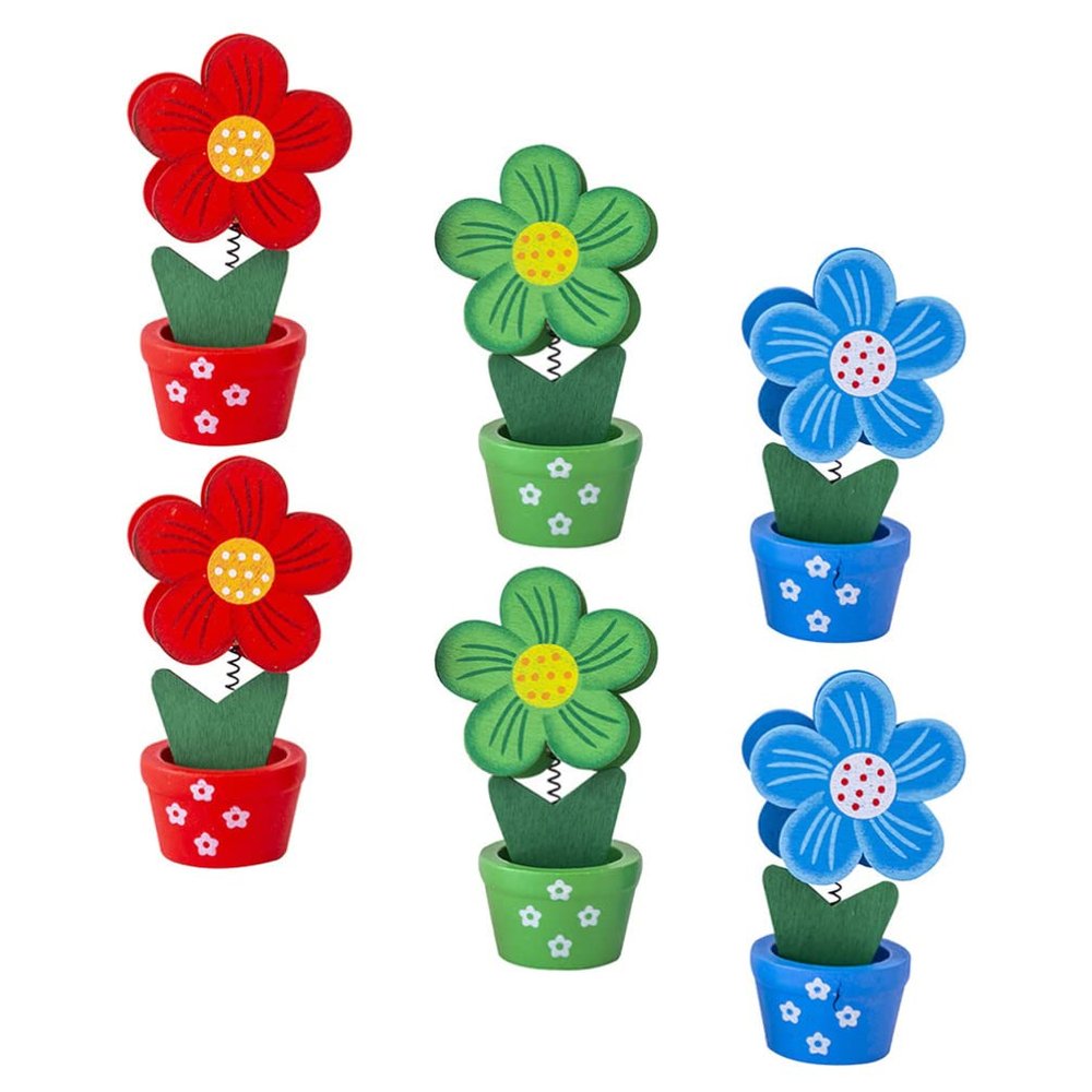 jojofuny 6pcs Flower Pot Designed Memo Clips Cute Photo Card Holders for Home Office Stable Base Reusable Note Holders Random Colors for Events and Parties