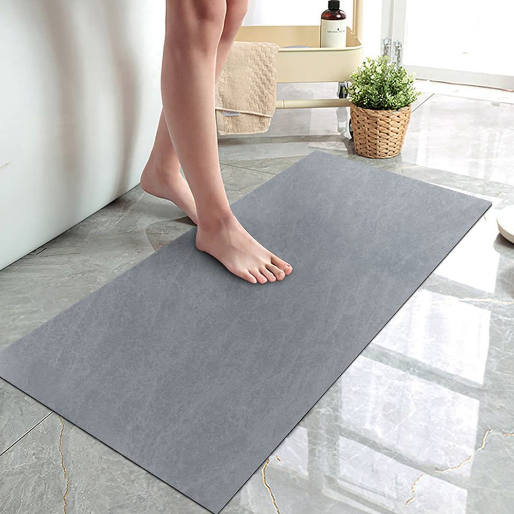 ARERQEWN Bath Mats for Bathroom,Absorbent Bathroom Floor Mats 24x48 Inches Quick Dry Bath Mat Rugs, Long Bathroom Rugs Runner in Front of Bathtub or Shower Room (Grey), 48*24