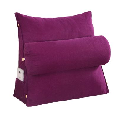 Back Pillows for Sitting in Bed for Adults Pillow for Reading in Bed with Neck Support Bed Wedge Pillow for Headboard for Twin Size Bed Machine Washable ( Color : Purple , Size : 45 x 45 x 20 cm )