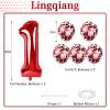 40 Inch 15 Foil Balloons - Number 15 Large Red Helium Balloons with Confetti, Self Inflating for Girls Boys Women Anniversary Party Decorations view 2