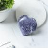 Crocon 50mm Lepidolite Heart stone Big Heart Shape Puff Stones Set 450+ Carats Pocket Crystal Healing Tumble Collection Palm Worry Stone Good Luck Charm Meditation Gift Craft Home Decor view 2
