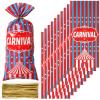 Epakh 100 Packs Carnival Candy Bags Circus-themed Plastic Party Treat Bags with Popcorn Pattern and Gold Twisted Ties for Carnival Birthday Party Favors, Cookies, and Cupcakes (Cute) view 1