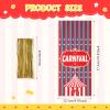 Epakh 100 Packs Carnival Candy Bags Circus-themed Plastic Party Treat Bags with Popcorn Pattern and Gold Twisted Ties for Carnival Birthday Party Favors, Cookies, and Cupcakes (Cute) view 2