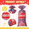 Epakh 100 Packs Carnival Candy Bags Circus-themed Plastic Party Treat Bags with Popcorn Pattern and Gold Twisted Ties for Carnival Birthday Party Favors, Cookies, and Cupcakes (Cute) view 3