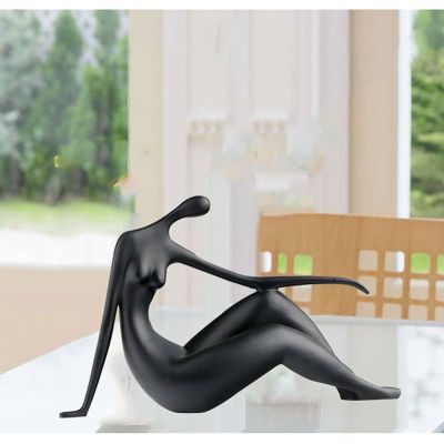 LGYKUMEG Fat Lady Sculpture,Abstract Nude Woman Art Statue,Modern Minimalism Figurine Home Office Decoration Garden Statuette,Black