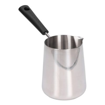 600ml Turkish Coffee Pot,Stainless Steel Milk Pot,Glossy Surface Saucepan Chocolate Melting Pot,High Temperature Resistant Butter Warmer Pot with Cleaning Brush for Home kitchen