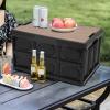 Alomejor 30L Folding Storage Box with Wooden Lid, Water Large Capacity Outdoor Storage Crate for Home (Black) view 2