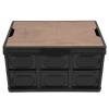 Alomejor 30L Folding Storage Box with Wooden Lid, Water Large Capacity Outdoor Storage Crate for Home (Black) view 4