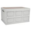 Alomejor 30L Storage Box Crate with Lid Folding Storage Box with Wooden Cover Panel for Home Outdoor(White) view 3