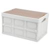 Alomejor 30L Storage Box Crate with Lid Folding Storage Box with Wooden Cover Panel for Home Outdoor(White) view 4