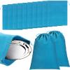 Boao 10 Pcs Silver Storage Bags, 9 x 11.8 Inch Fabric Cloth Anti Tarnish Bags for Silver Jewelry Silverware Protection Flatware Silverplate Tarnish Cleaning(Blue) view 1